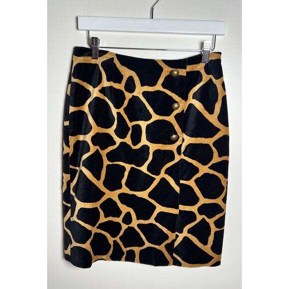 Cambridge Dry Goods Co. Giraffe Print Velvet Lined Side Zip Pencil Skirt Size 4 - Picture 1 of 10